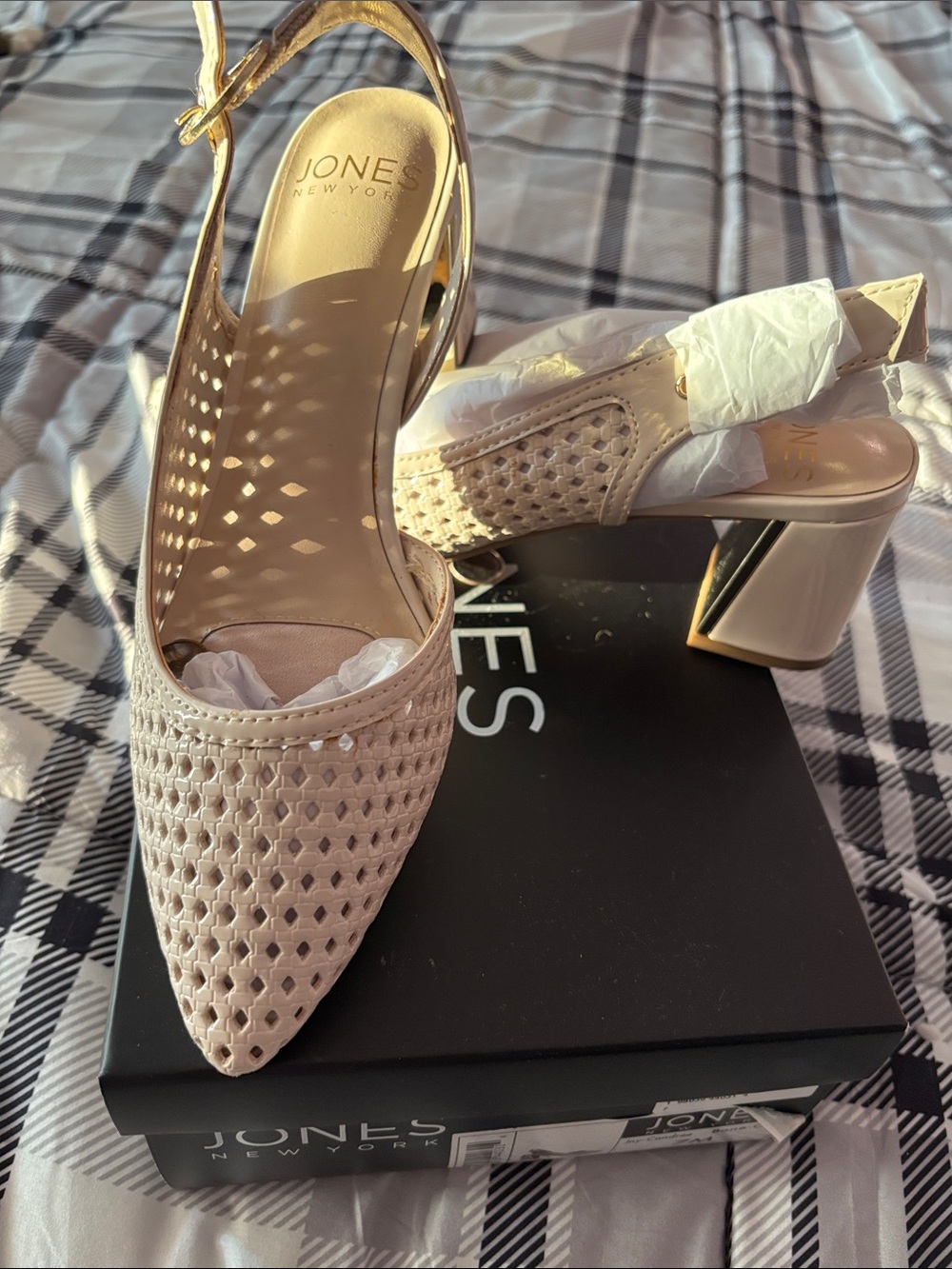 Jones New York Blush Woven Slingback Block Heels